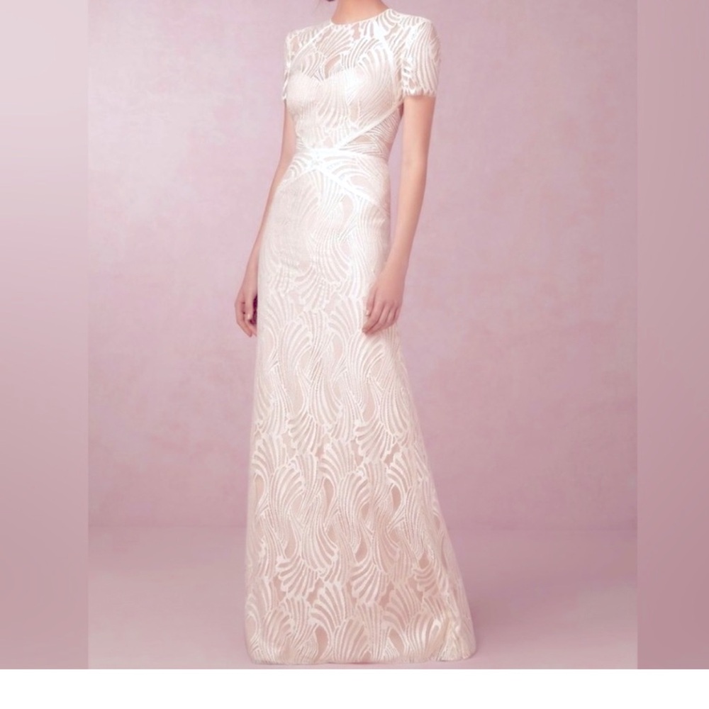 BHLDN Watters Beilin Size 6 shimmer lace with light pink/nude lining. Beautiful
